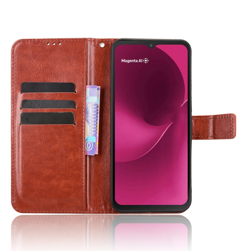 Crazy knižkové púzdro na T-Mobile T Phone 3 - hnedé