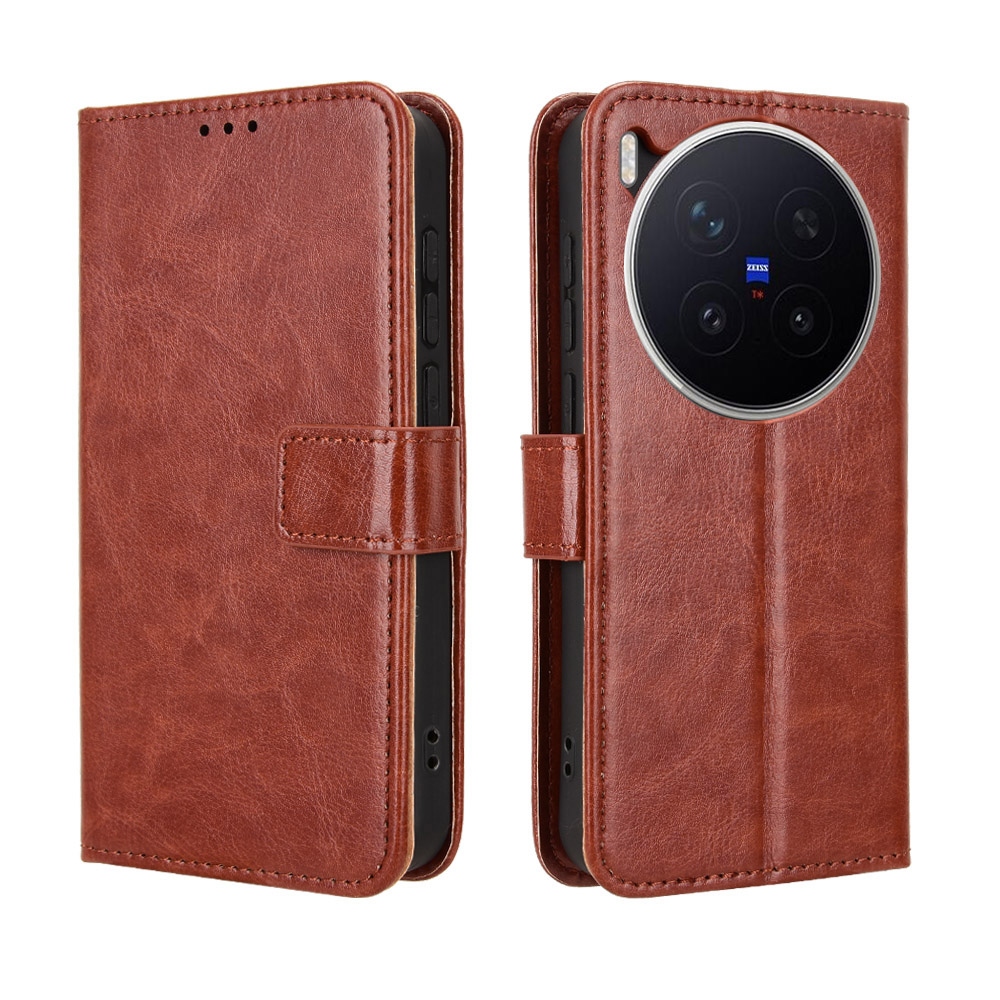 Crazy knižkové púzdro na Vivo X300 Pro 5G - hnedé