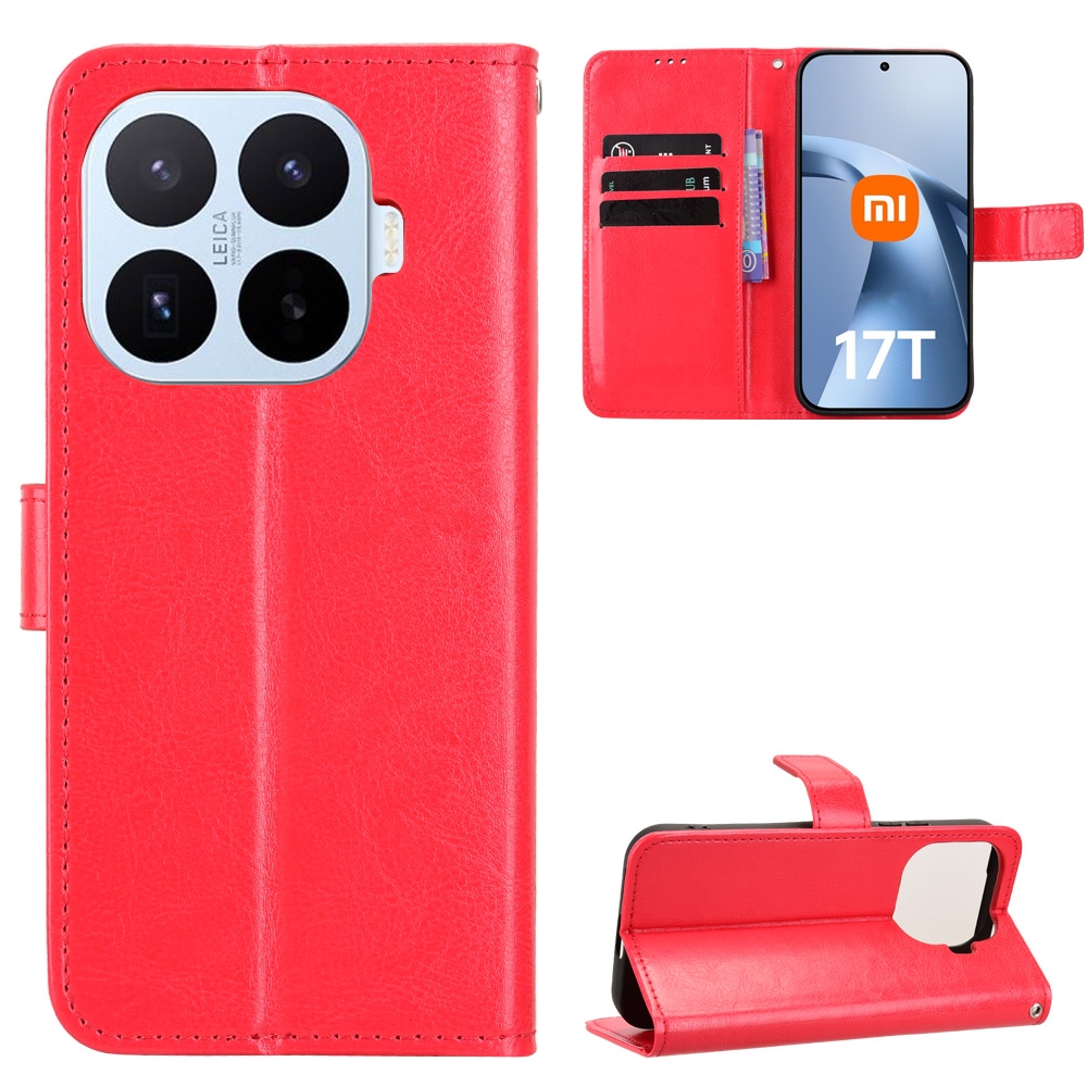 Crazy knižkové púzdro na Xiaomi 17T - červené