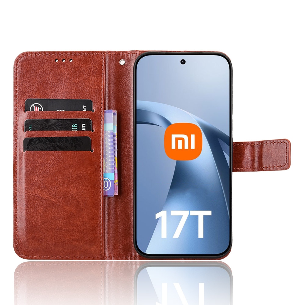 Crazy knižkové púzdro na Xiaomi 17T - hnedé