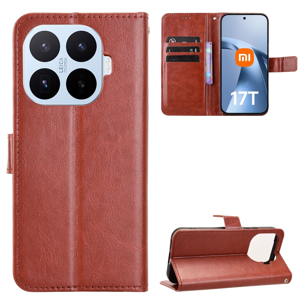 Crazy knižkové púzdro na Xiaomi 17T - hnedé