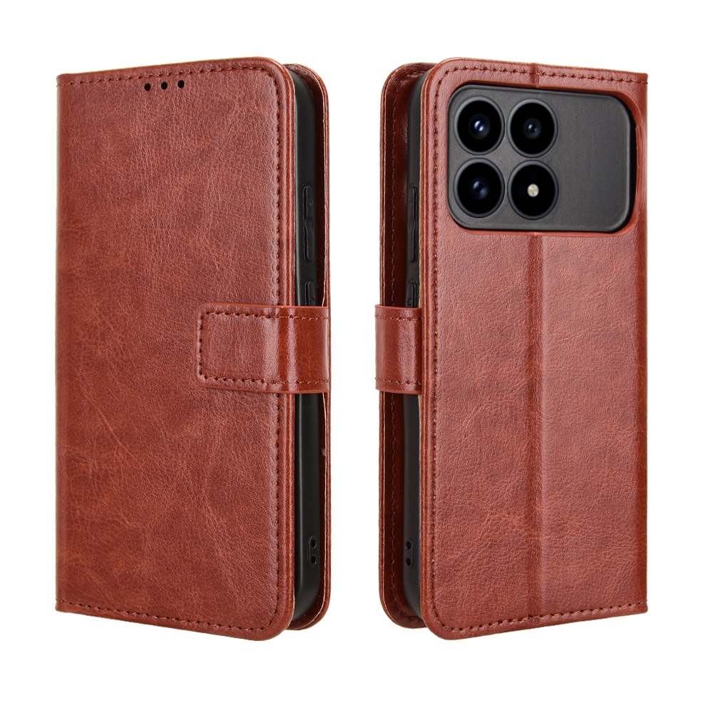 Crazy knižkové púzdro na Xiaomi Poco F8 Pro 5G - hnedé