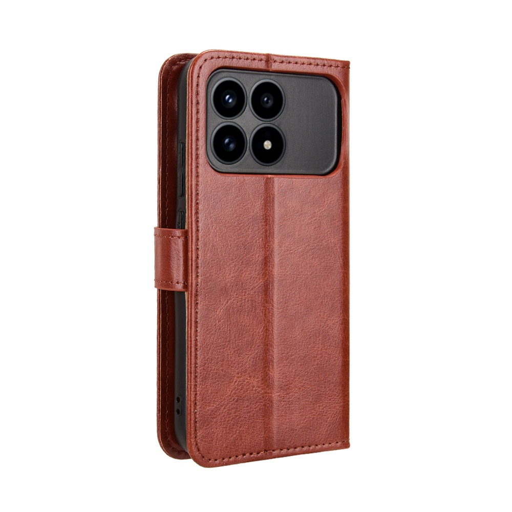 Crazy knižkové púzdro na Xiaomi Poco F8 Pro 5G - hnedé