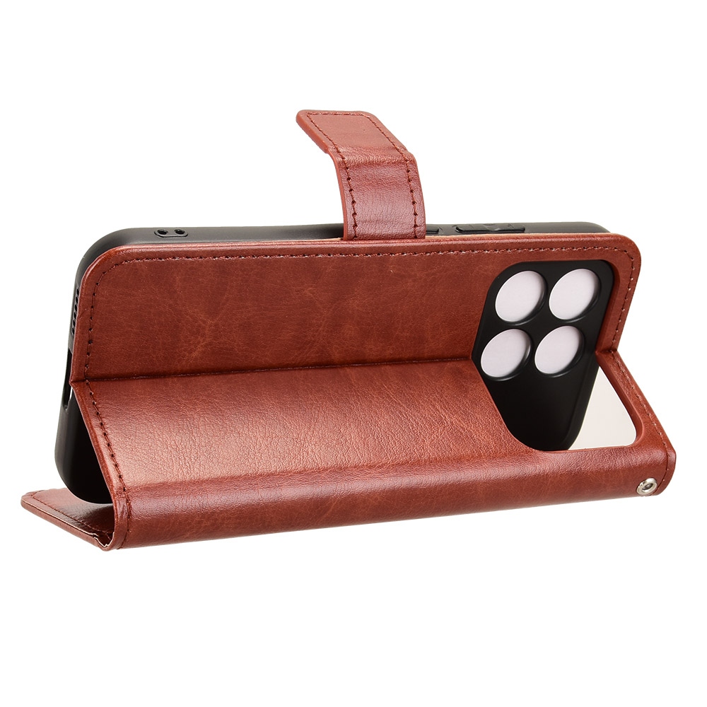 Crazy knižkové púzdro na Xiaomi Poco F8 Pro 5G - hnedé