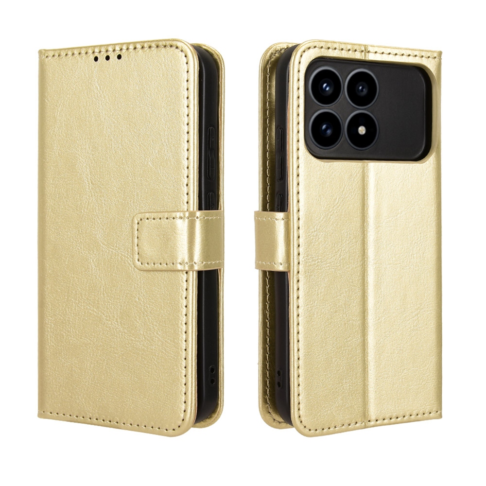 Crazy knižkové púzdro na Xiaomi Poco F8 Pro 5G - zlaté