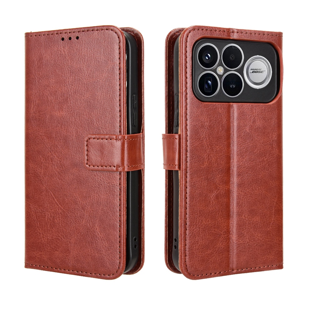 Crazy knižkové púzdro na Xiaomi Poco F8 Ultra 5G - hnedé