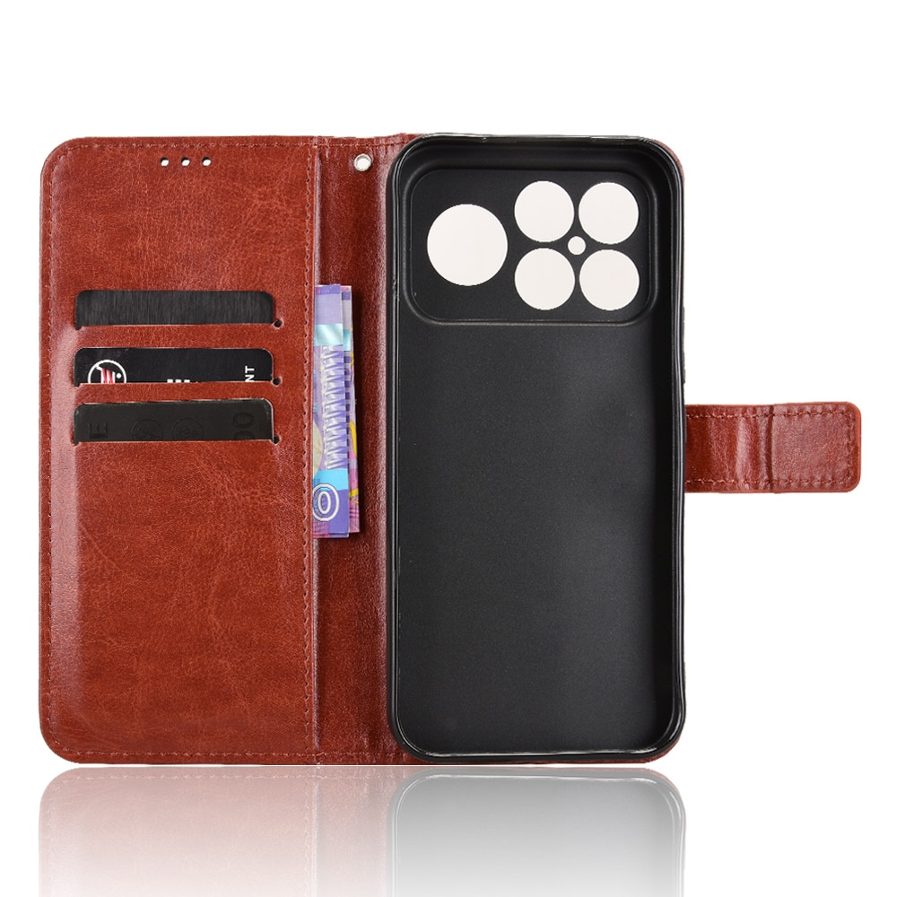 Crazy knižkové púzdro na Xiaomi Poco F8 Ultra 5G - hnedé