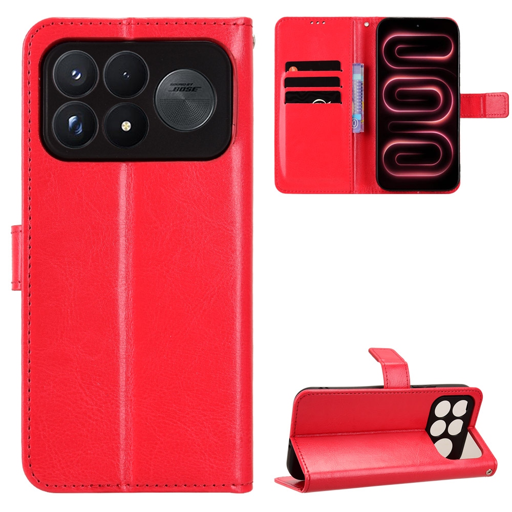 Crazy knižkové púzdro na Xiaomi Poco F9 Ultra 5G - červené
