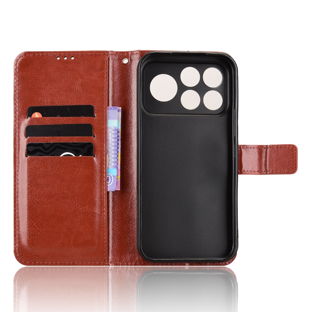 Crazy knižkové púzdro na Xiaomi Poco F9 Ultra 5G - hnedé