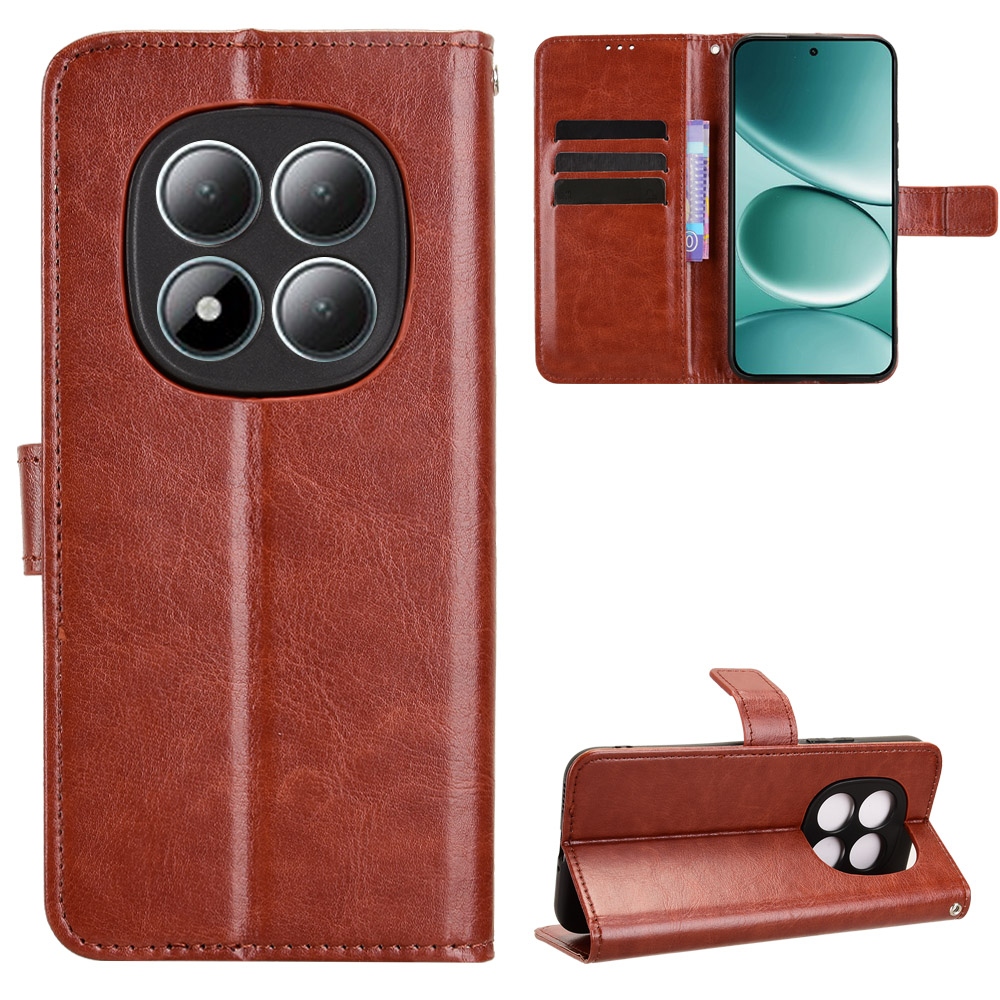 Crazy knižkové púzdro na Xiaomi Redmi Note 15 Pro 4G - hnedé