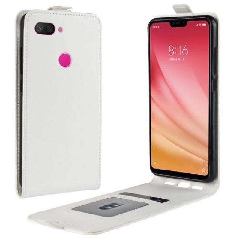 Crazy PU kožené flipové puzdro na mobil Xiaomi Mi 8 Lite - biele