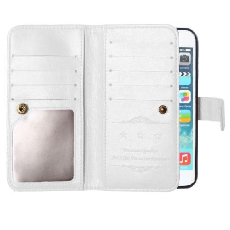 Crazy PU kožené Knížková puzdro na iPhone 6s Plus a 6 Plus - biele