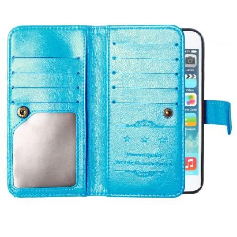 Crazy PU kožené Knížková puzdro na iPhone 6s Plus a 6 Plus - modré