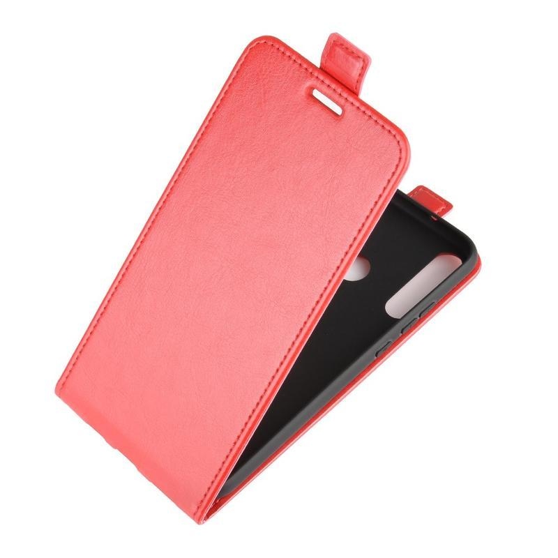 Crazy PU kožené peněženkové flipové puzdro na mobil Huawei P40 Lite E - červené