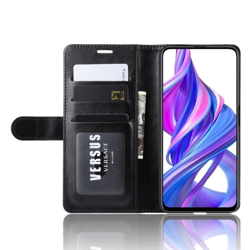 Crazy PU kožené peněženkové puzdro na mobil Huawei P Smart Pro (2019) / Honor 9X Pro - čierne