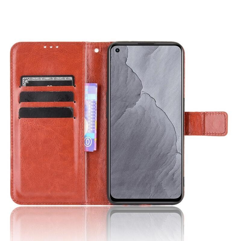 Crazy PU kožené peňaženkové púzdro na mobil Realme GT Master - hnedé