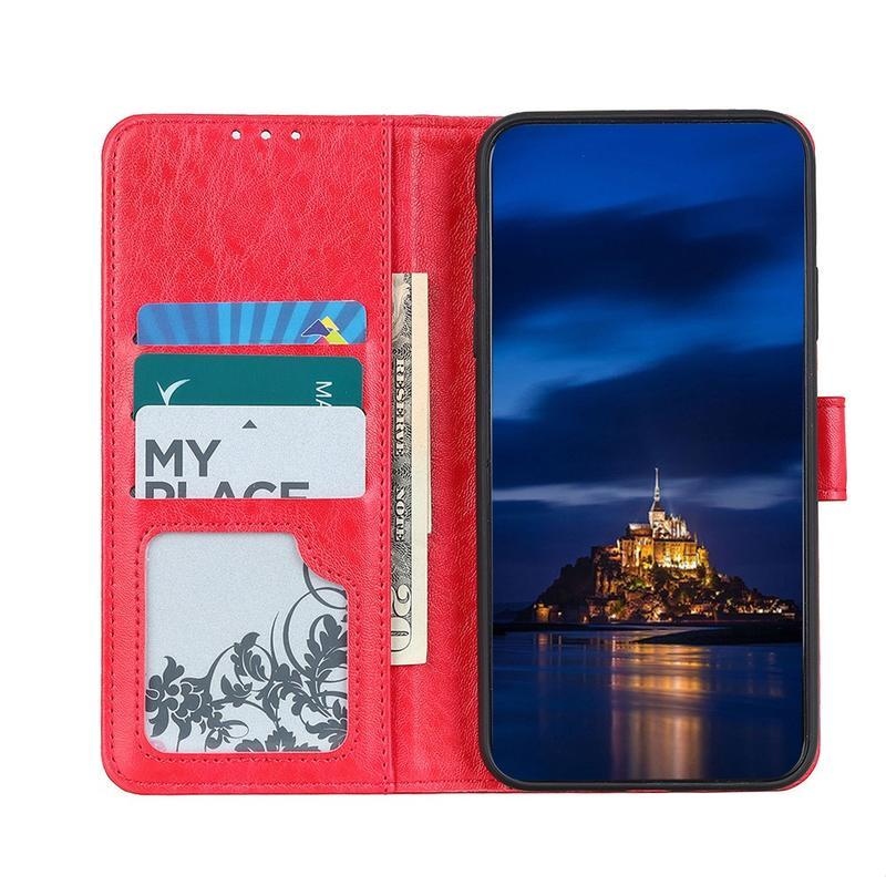 Crazy PU kožené peněženkové puzdro na mobil Xiaomi Mi 10T 5G / 10T Pro 5G - červené