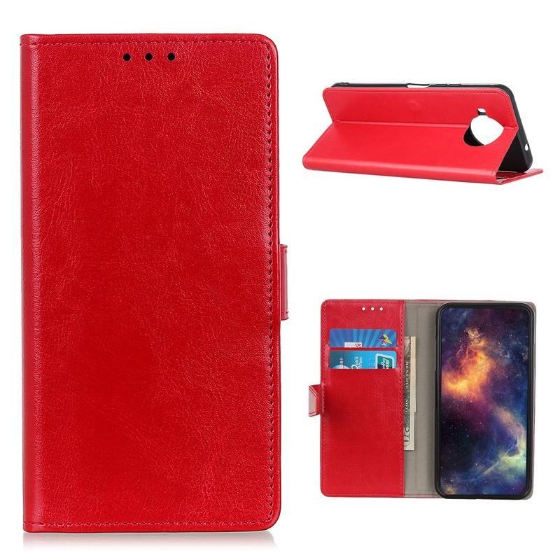 Crazy PU kožené peněženkové puzdro na mobil Xiaomi Mi 10T Lite 5G - červené