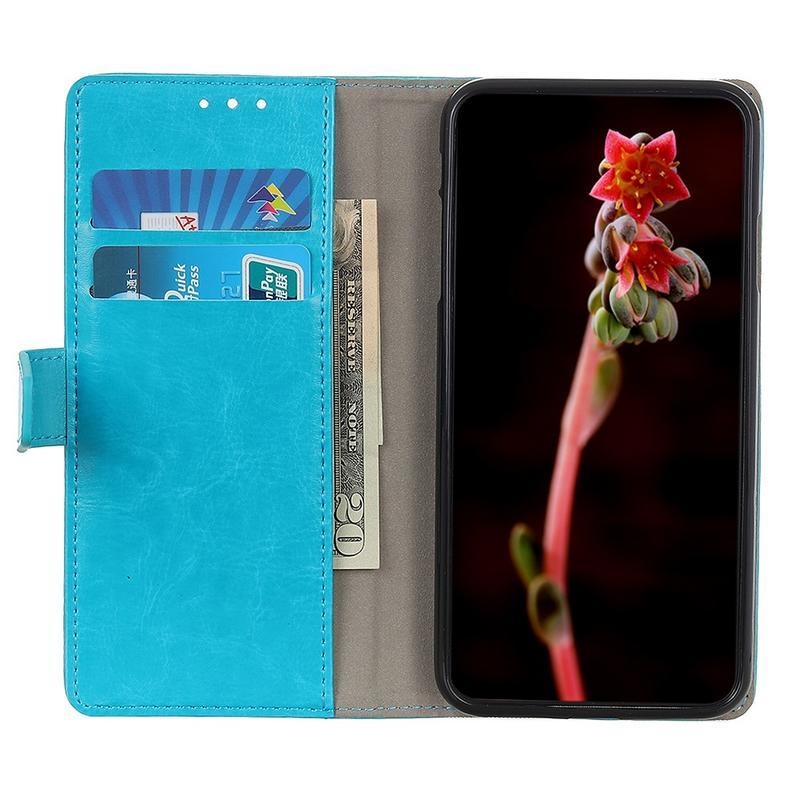 Crazy PU kožené peněženkové puzdro na mobil Xiaomi Mi 10T Lite 5G - modré