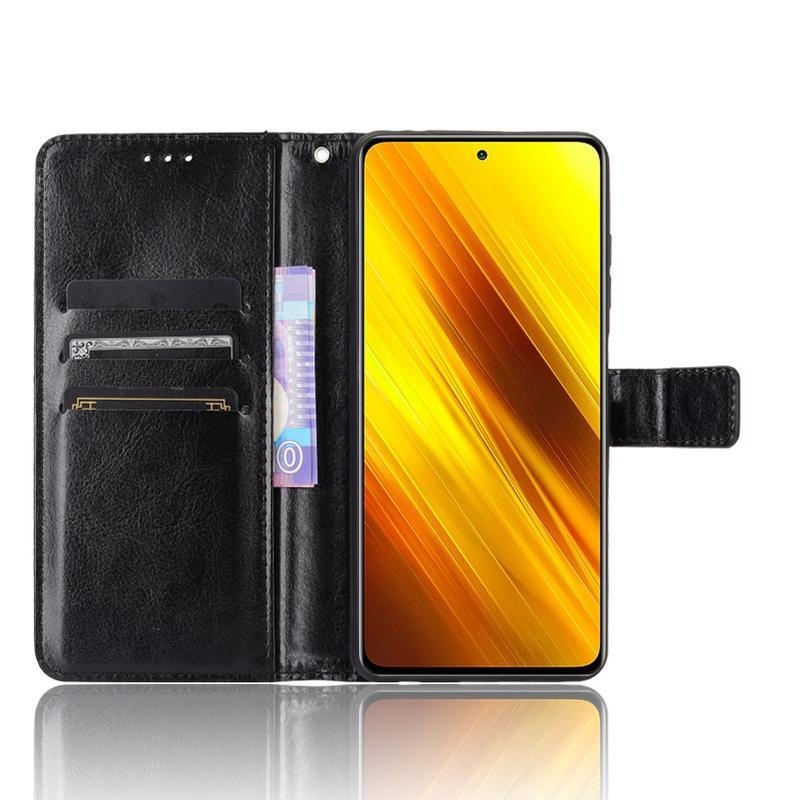Crazy PU kožené peněženkové puzdro na mobil Xiaomi Poco X3/X3 Pro - čierne