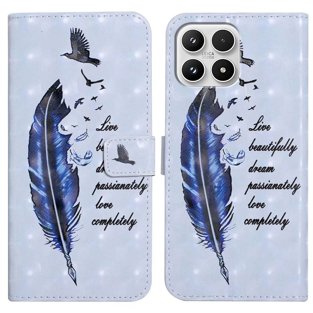 Creative peňaženkové púzdro na mobil Xiaomi 17 - modré pierko