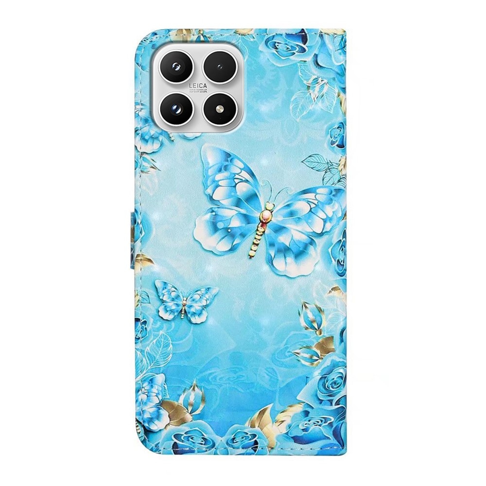 Creative peňaženkové puzdro na mobil Xiaomi 17 - modrozlatí motýle