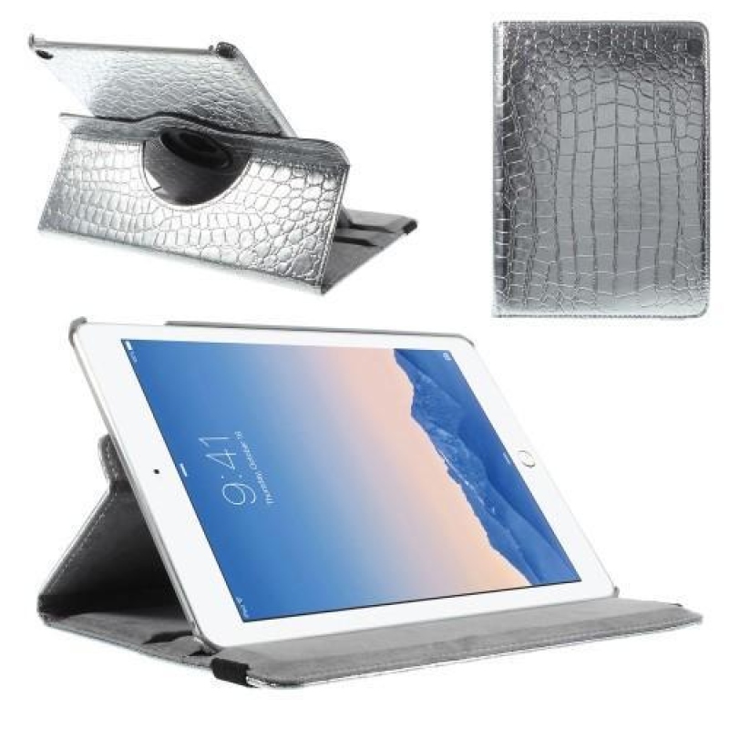 Croco textúrované púzdro na iPad Air 2 - strieborné