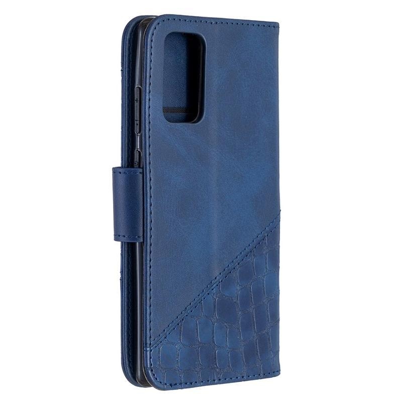 Crocodile PU kožené peněženkové puzdro na mobil Samsung Galaxy Note 20/Note 20 5G - modré