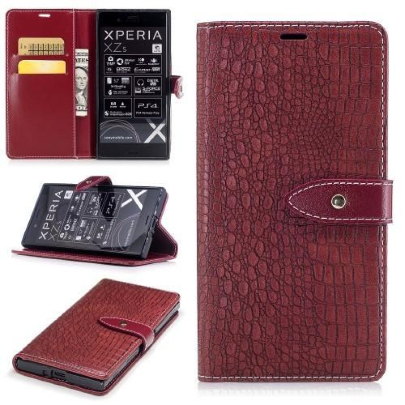 CrocoStyle PU kožené puzdro na Sony Xperia XZ - červené