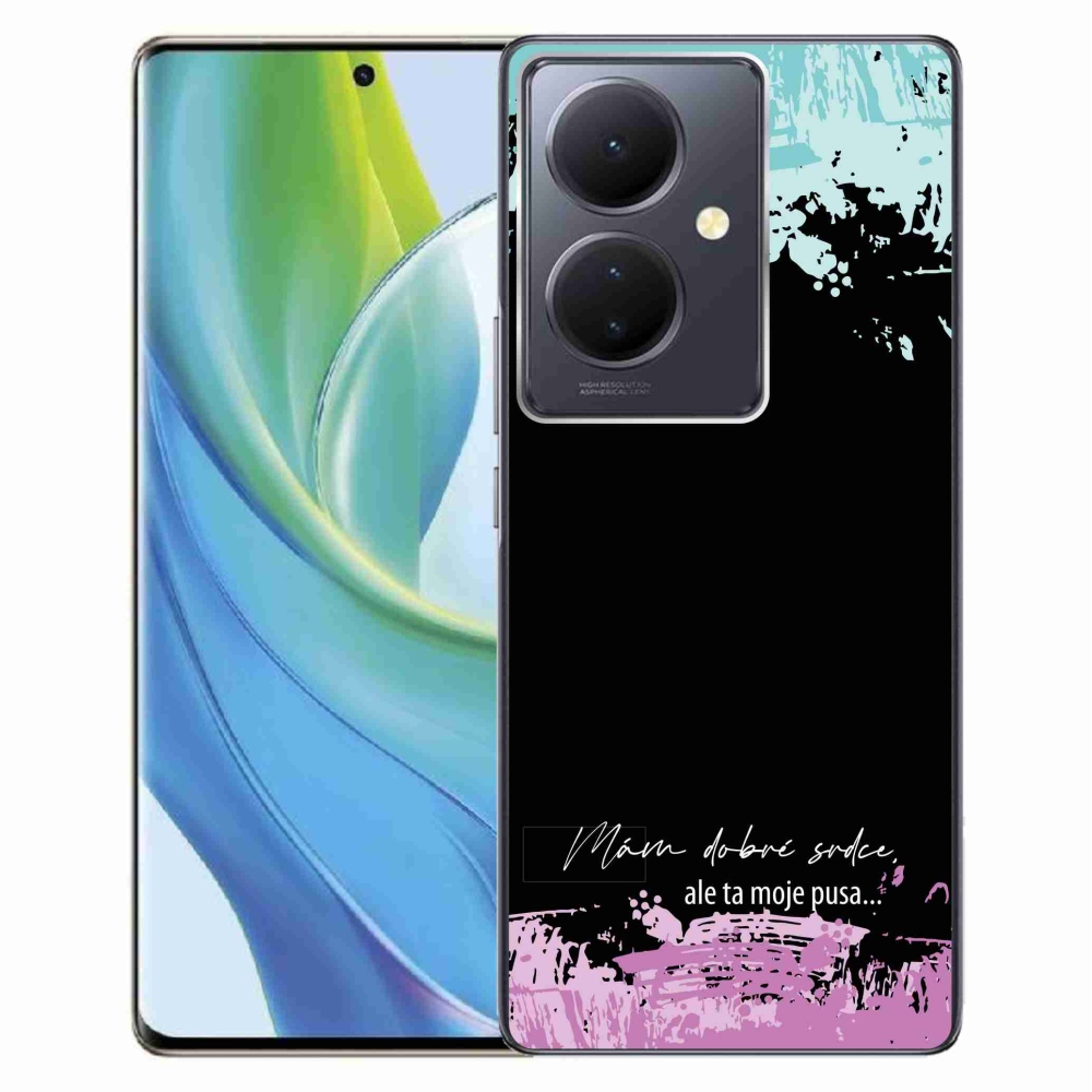 Gélový kryt mmCase na Vivo V29 Lite 5G - vtipný text 3 čierne pozadie