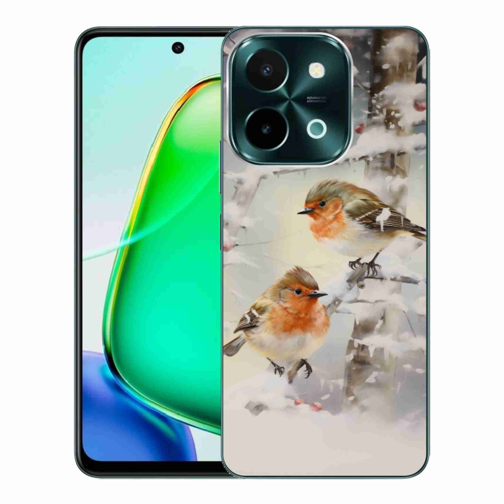 Gélový kryt mmCase na Vivo Y28 - vtáčiky v zime