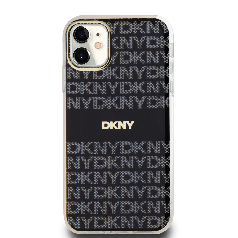 DKNY PC/TPU Repeat Pattern Tonal Stripe Magsafe Zadný Kryt pre iPhone 11 Black