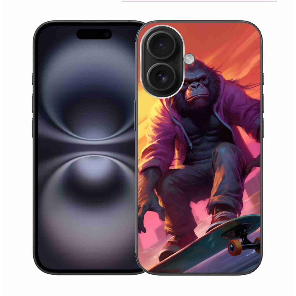 Gélový kryt mmCase na iPhone 16 - gorila na skateboarde