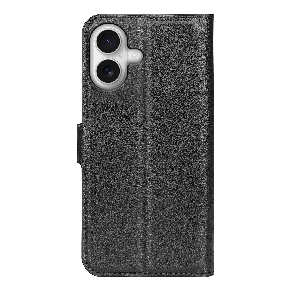 Litchi knižkové púzdro na iPhone 17 - čierne