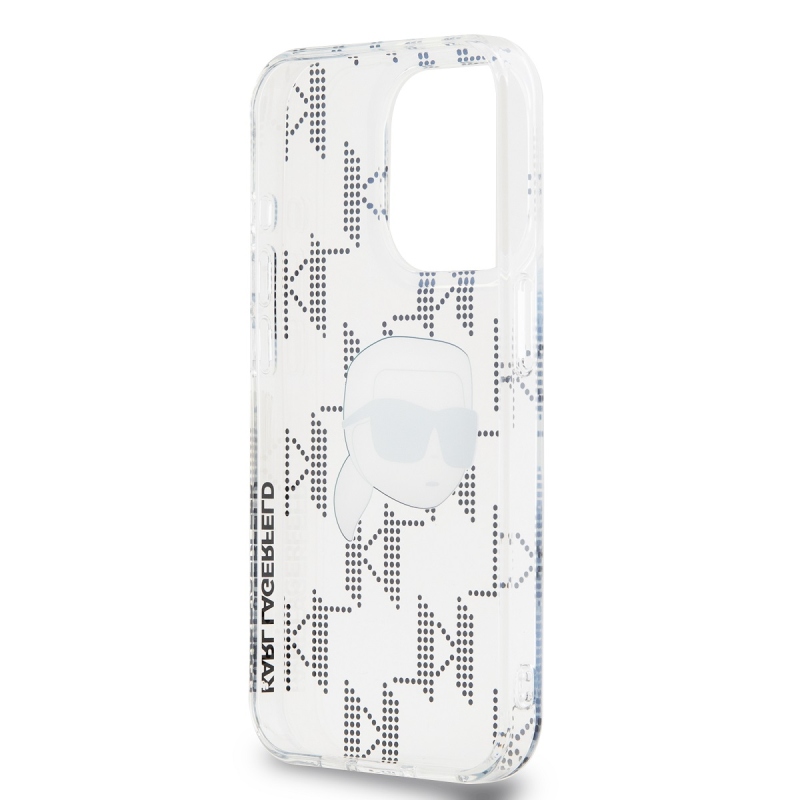 Karl Lagerfeld IML Electroplated Karl Head Zadný Kryt pre iPhone 15 Pro Transparent