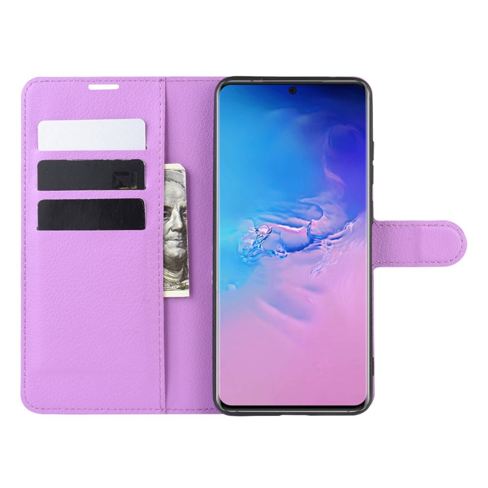 Litchi knižkové púzdro na Samsung Galaxy S20 Ultra - fialové