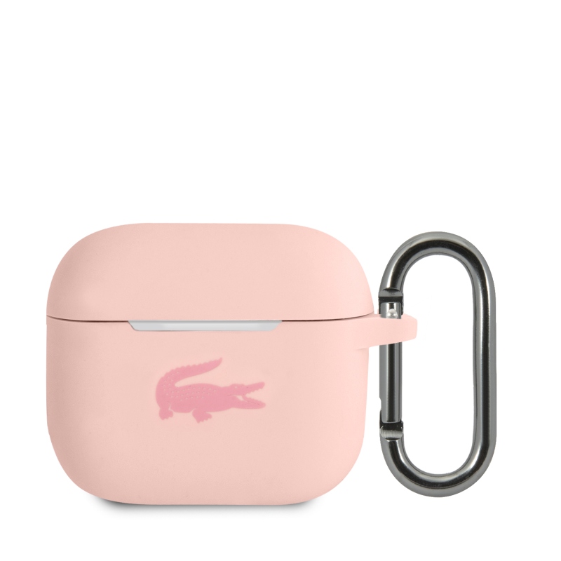 Lacoste Liquid Silicone Glossy Printing Logo Puzdro pre Airpods 3 Pink