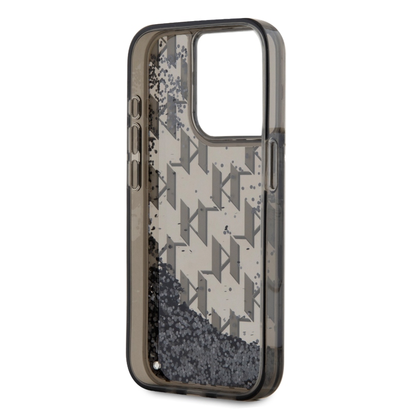 Karl Lagerfeld Liquid Glitter Monogram Gradient Zadný Kryt pre iPhone 15 Pro Black