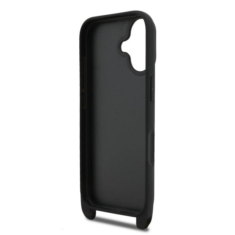 Karl Lagerfeld Saffiano Crossbody Strap Metal Karl and Choupette Zadný kryt pre iPhone 17 Black