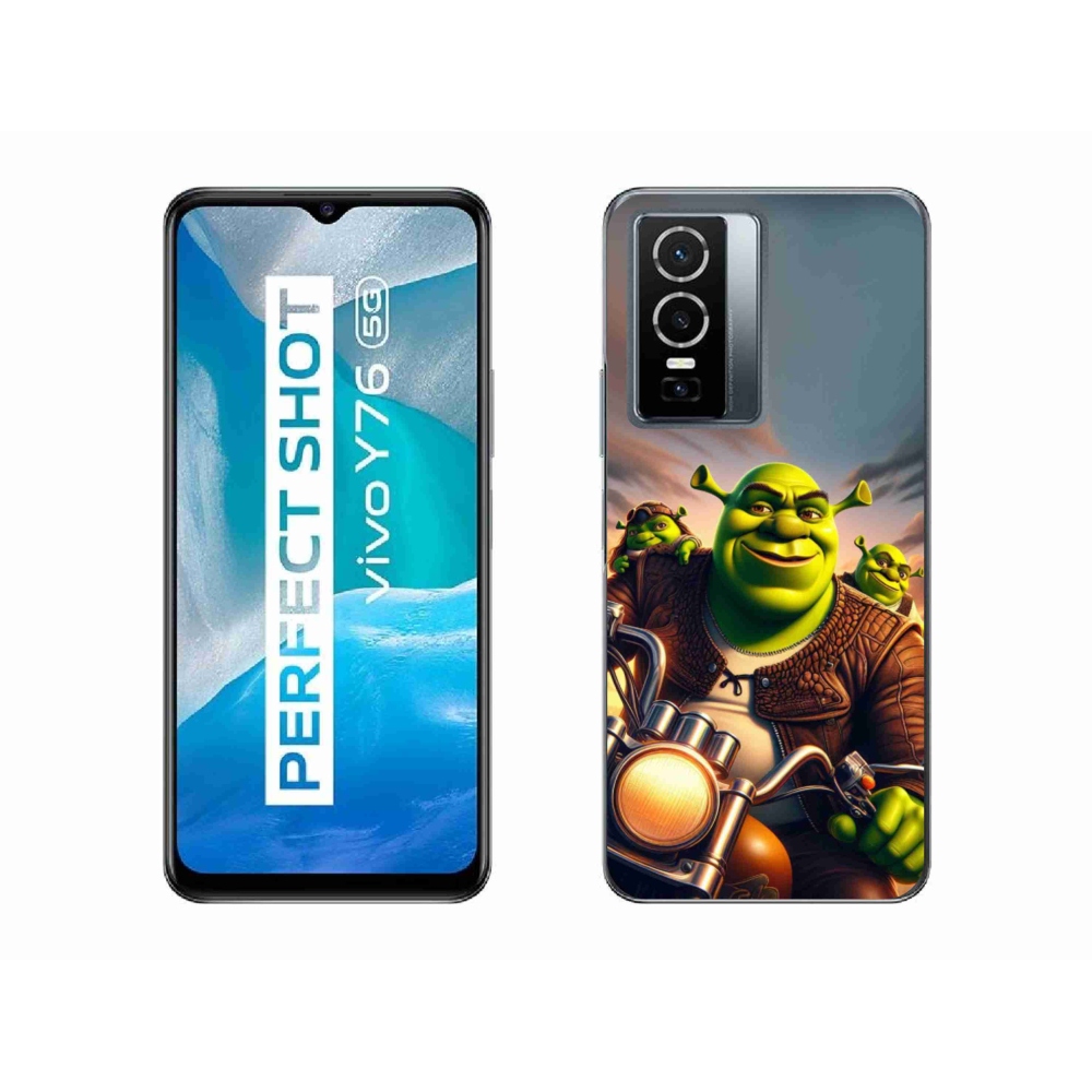 Gélový kryt mmCase na Vivo Y76 5G - shrek na motorke