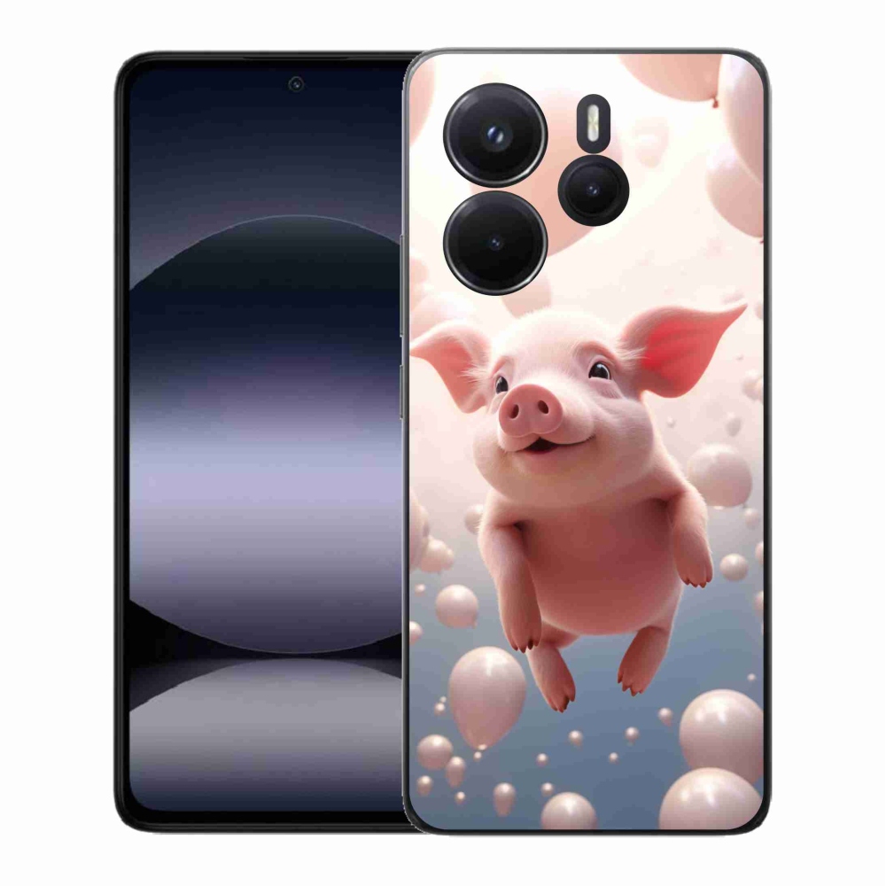 Gélový kryt mmCase na Xiaomi Redmi Note 14 - prasiatko s balónikmi