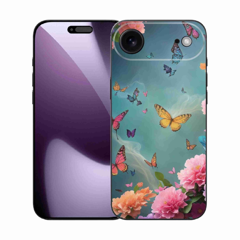 Gélový kryt mmCase na iPhone 17 Air - farebné kvety a motýle