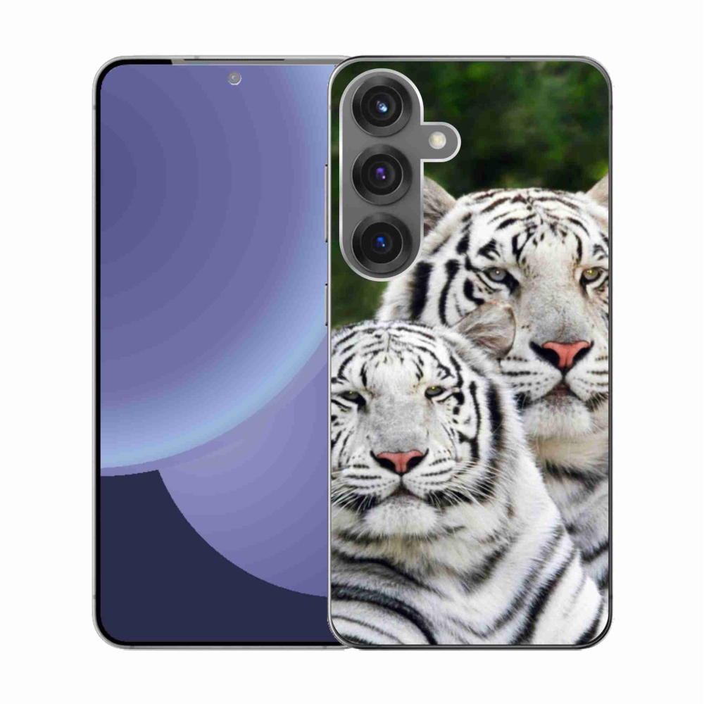 Gélový kryt mmCase na Samsung Galaxy S25 - bieli tigre