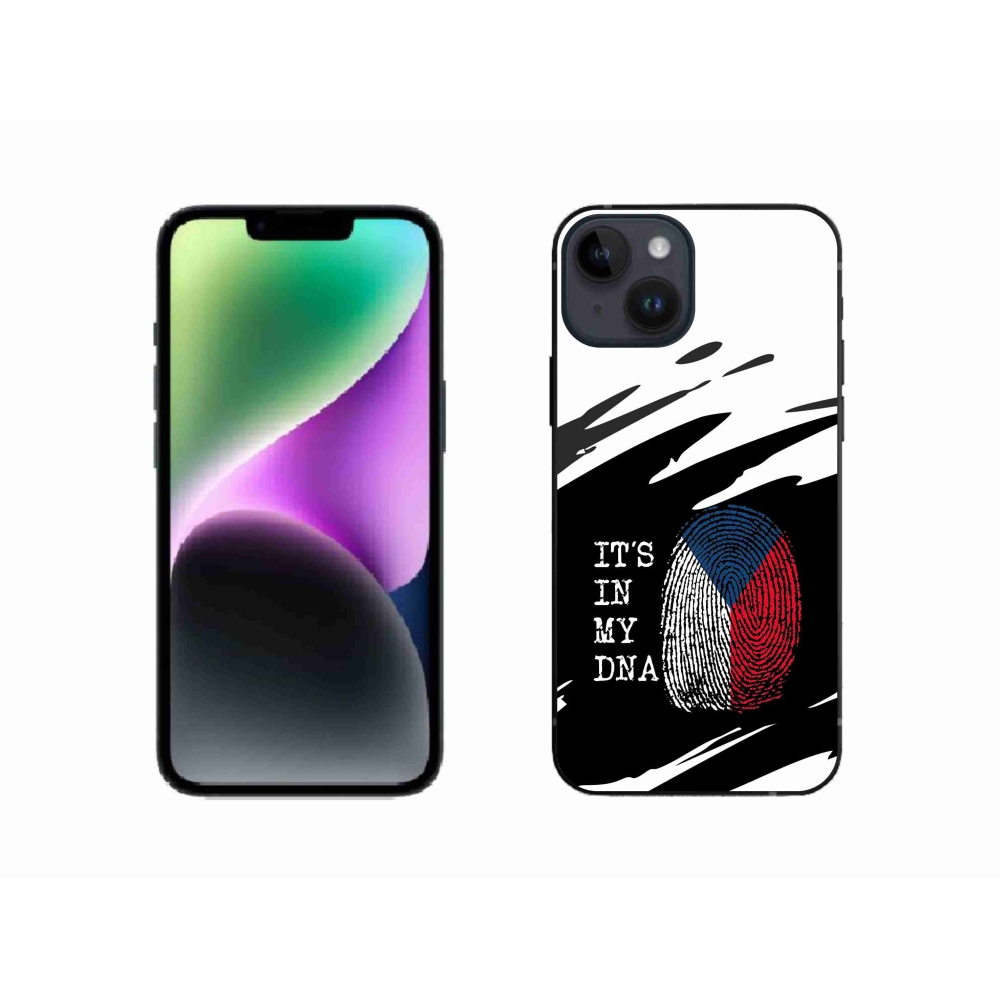 Gélový kryt mmCase na iPhone 14 - vlajka odtlačok prsta čiernobiele pozadie