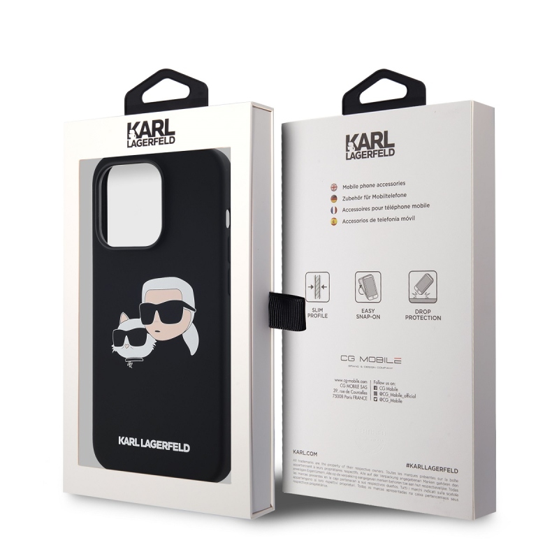 Karl Lagerfeld Liquid Silicone Double Heads Magsafe Zadný Kryt pre iPhone 14 Pro Max Black