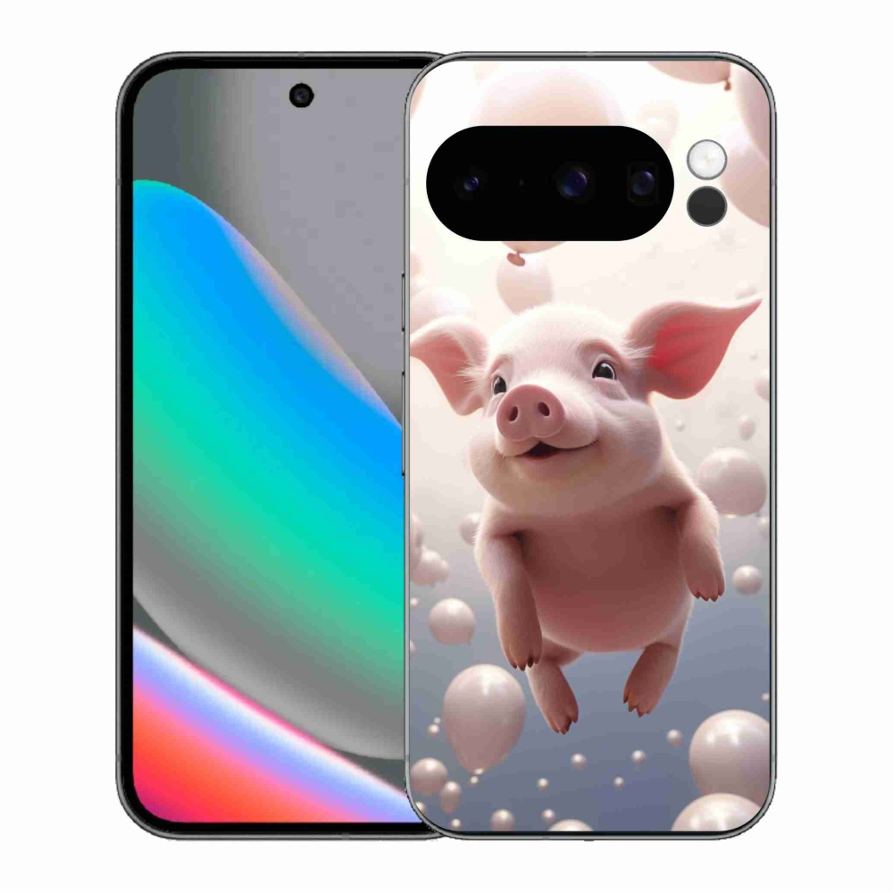 Gélový kryt mmCase na Google Pixel 10 Pro - prasiatko s balónikmi