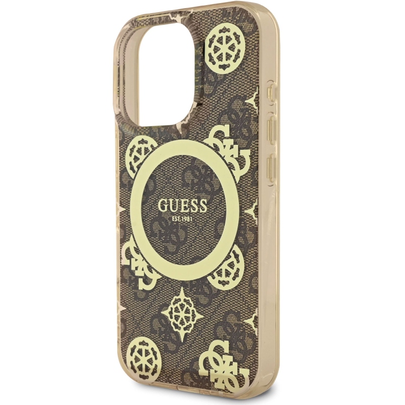 Guess IML 4G Peony MagSafe Zadný Kryt pre iPhone 16 Pro Brown