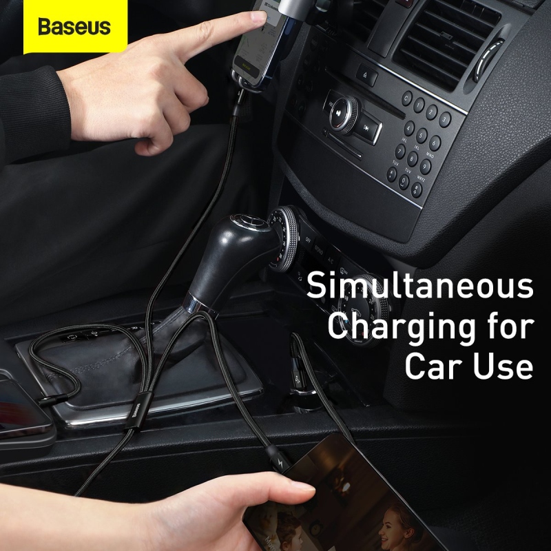 Baseus Rapid Series 3v1 Fast Charging Dátový Kábel USB-C - USB-C/Lighting/MicroUSB 20W 1.5m Black
