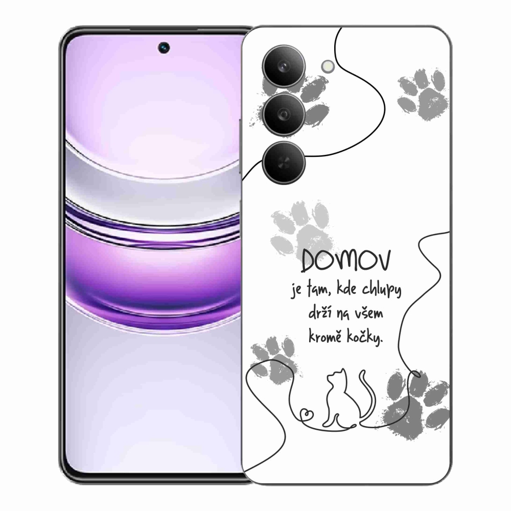 Gélový kryt mmCase na Realme 14x 5G - mačacie motív biele pozadie
