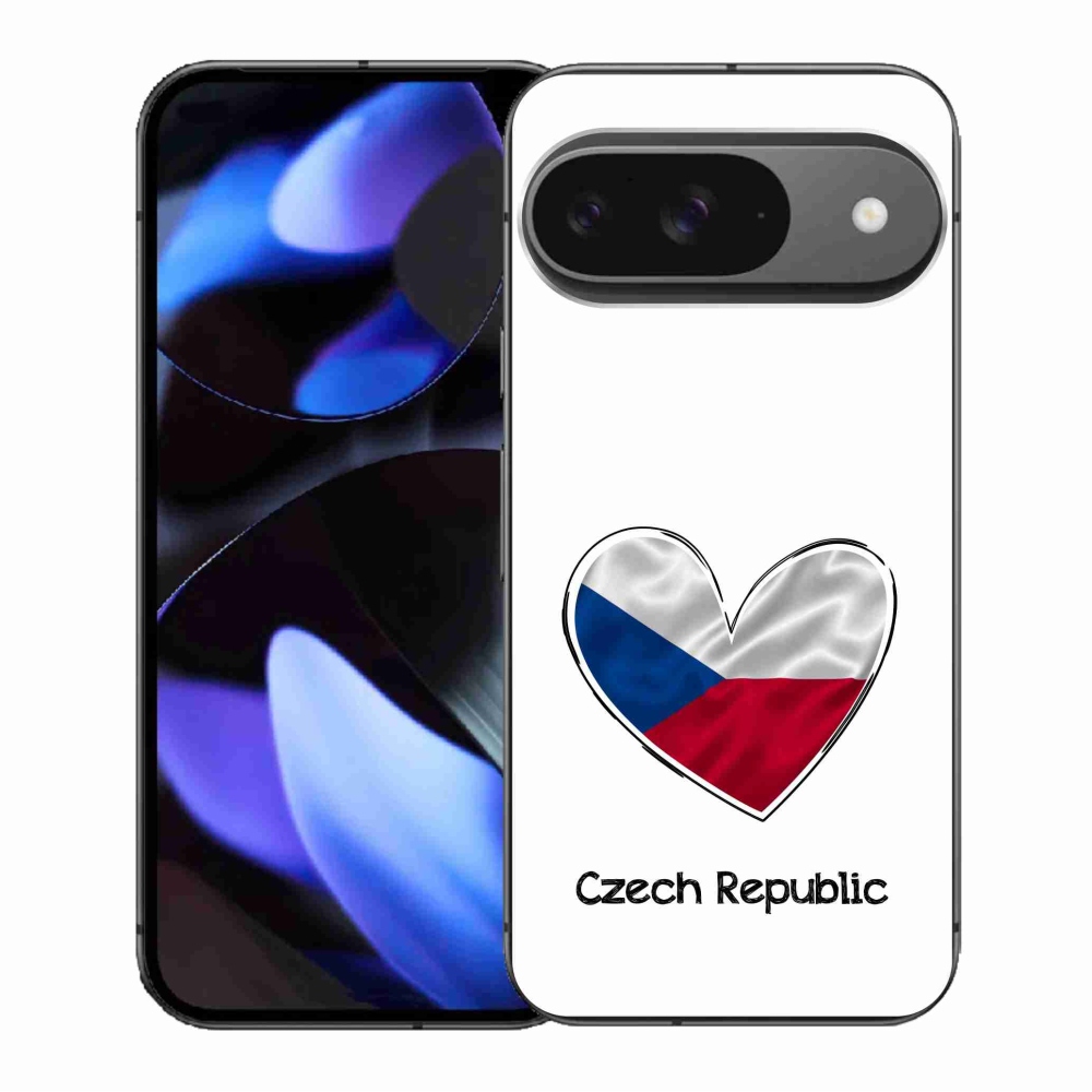 Gélový kryt mmCase na Google Pixel 9/9 Pro - vlajka srdca biele pozadie